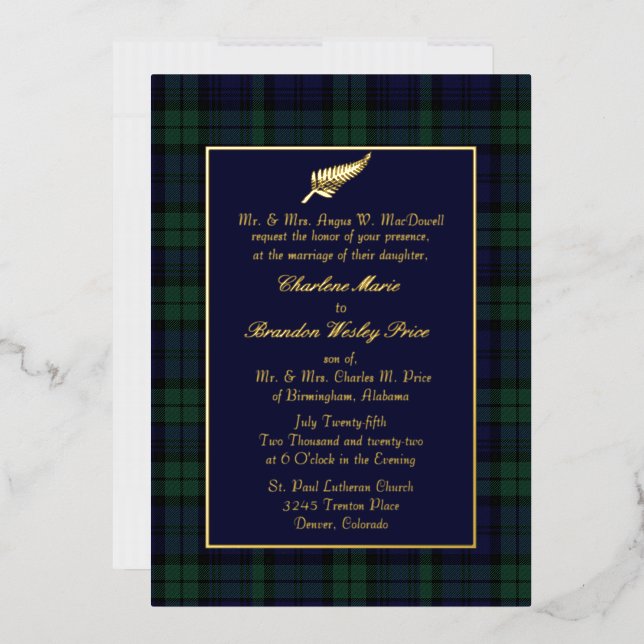 Black Watch Tartan Plaid Wedding (Envelope)