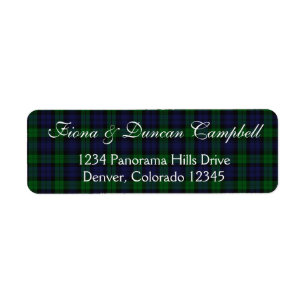 Black Watch Tartan Return Address Label