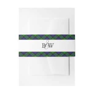 Black Watch Tartan Scottish Plaid Invitation Belly Band