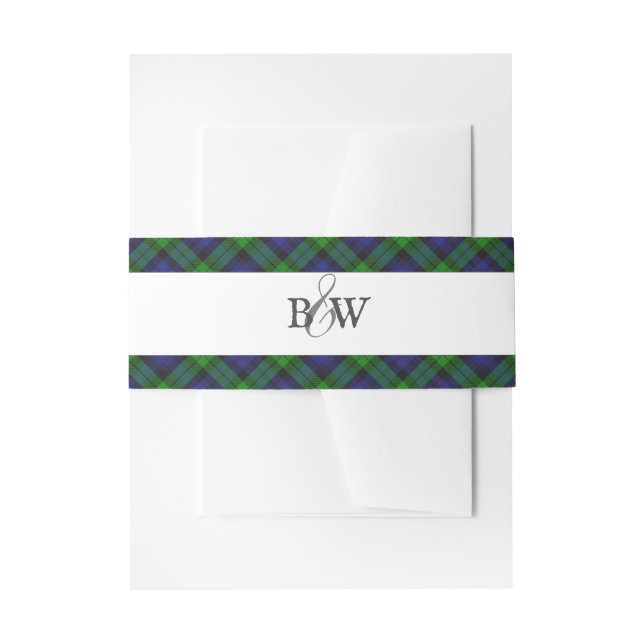 Black Watch Tartan Scottish Plaid Invitation Belly Band (Front Example)