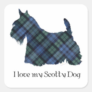 Black Watch Tartan Scottish Terrier Square Sticker