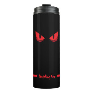Black Watching You Scary Staring Red Eyes Thermal Tumbler