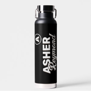 Black Water Bottle with Name