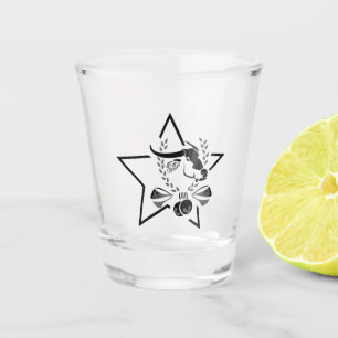 Black Water Buffalo Carabao in a Black Star Shot Glass