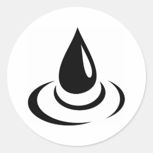 Black Water Droplet Classic Round Sticker