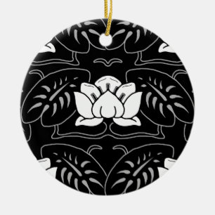 Black Water Lily Motif Ceramic Tree Decoration