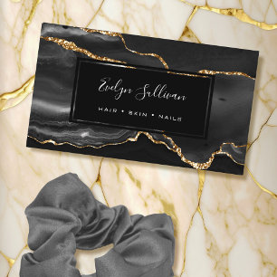 black watercolor agate business card