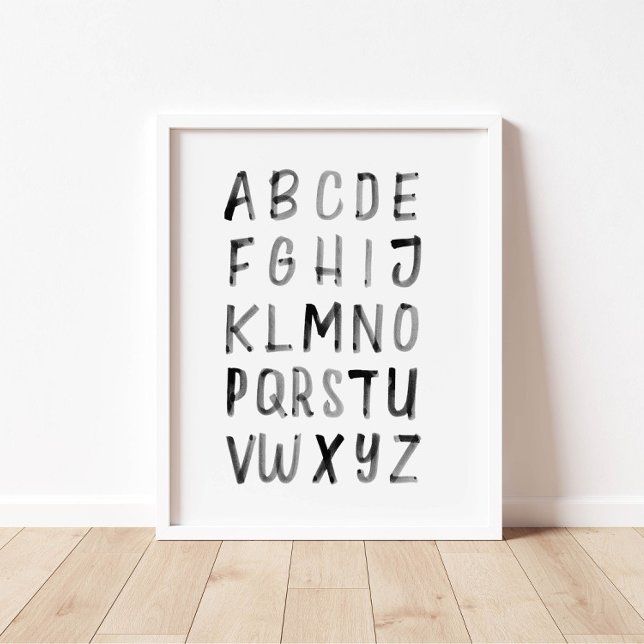 Black watercolor alphabet ABC educational poster (Creator Uploaded)