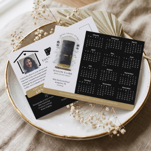 Black Watercolor Door Real Estate Calendar 2024 Postcard