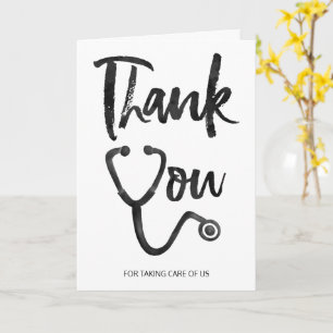 Black watercolor font stethoscope nurse thank you card