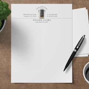 Black Watercolor Front Door Personalized Company Custom Letterhead