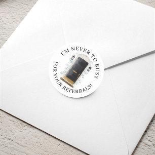 Black Watercolor Front Door Real Estate Referral Classic Round Sticker