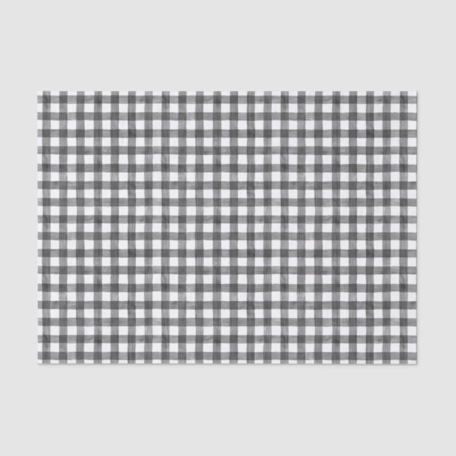 Black Watercolor Gingham Tissue Paper (Front)