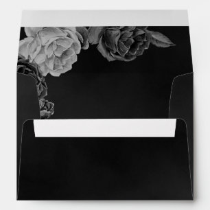 Black Watercolor Gothic Elegant Moody Floral Envelope