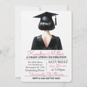Black Watercolor Graduation Invitation