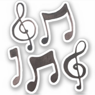 Black Watercolor Ink Music Stickers