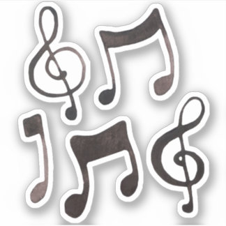 Black Watercolor Ink Music Stickers