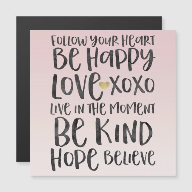 Black Watercolor Inspirational Words Gold Heart (Front/Back)