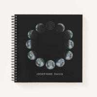 Black Watercolor Moon Phases Personalised 
