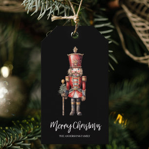 Black Watercolor Nutcracker Christmas Gift  Tags
