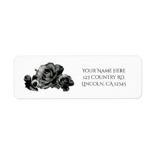 Black Watercolor Roses Elegant Wedding Favour