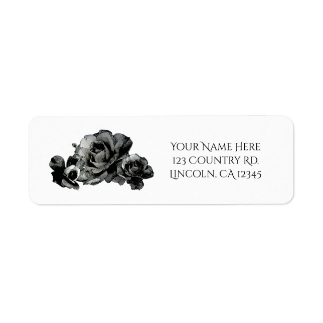 Black Watercolor Roses Elegant Wedding Favour (Front)
