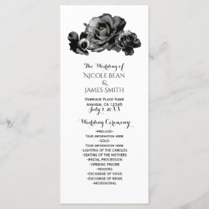 Black Watercolor Roses Elegant Wedding Program Programme