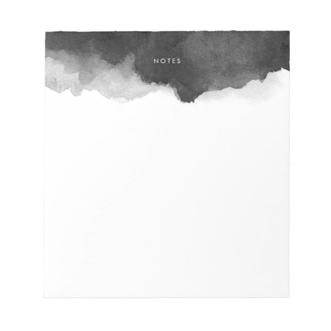 Black Watercolor Splash Personalised Notepad (Front)