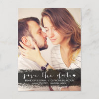 BLACK WATERCOLOR SPLASH SAVE THE DATE POSTCARD