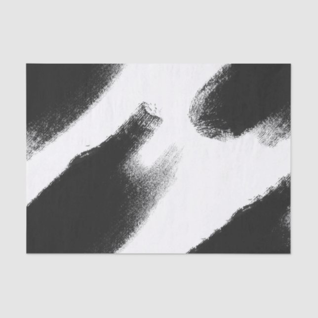 Black Watercolor Streaks Abstract Tissue Paper (Front)