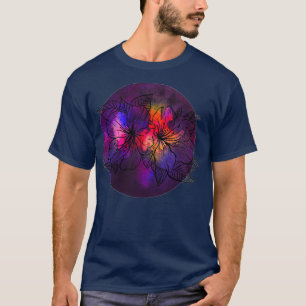 Black Watercolour Daylily Flower T-Shirt