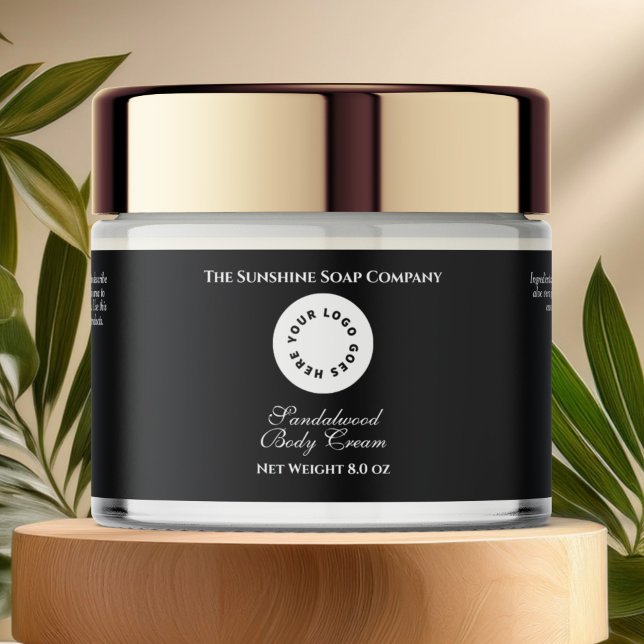 Black Waterproof Cosmetics Jar Label with Logo (Creator Uploaded)