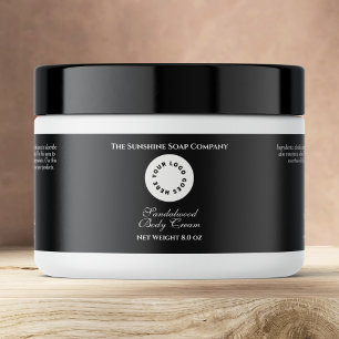 Black Waterproof Cosmetics Jar Label with Logo