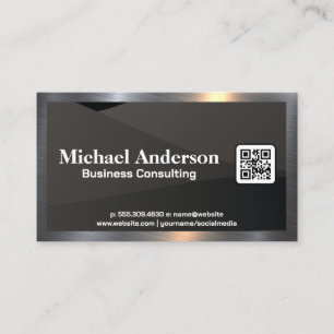 Black Waves Background   QR Code Business Card