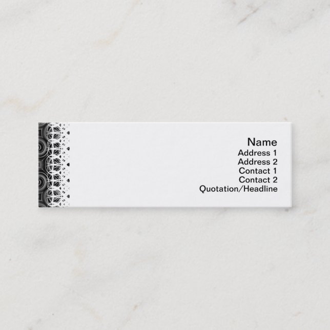 Black Waves Small Mini Business Card (Front)