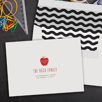 Black Wavy Apple Self-Addressed Graduation Envelope