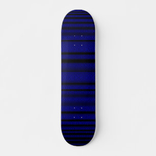 Black Wavy Lines - On Blue Skateboard