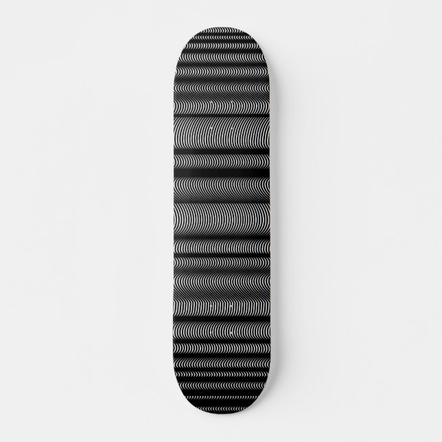 Black Wavy Lines - On White Skateboard (Front)