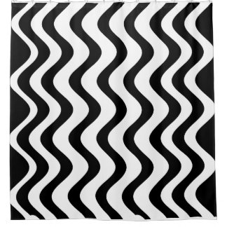 Black wavy Lines Shower Curtain