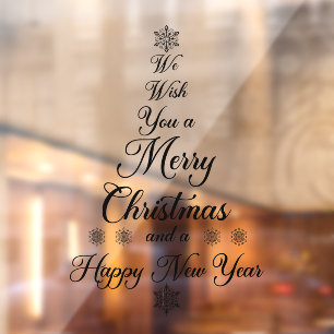 Black We Wish You A Merry Christmas Window Clings