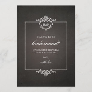 Black Weathered Gothic Will You Be My Bridesmaid Invitation