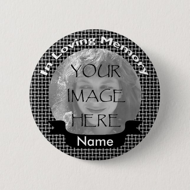Black Weave Photo Memorial Button (Front)