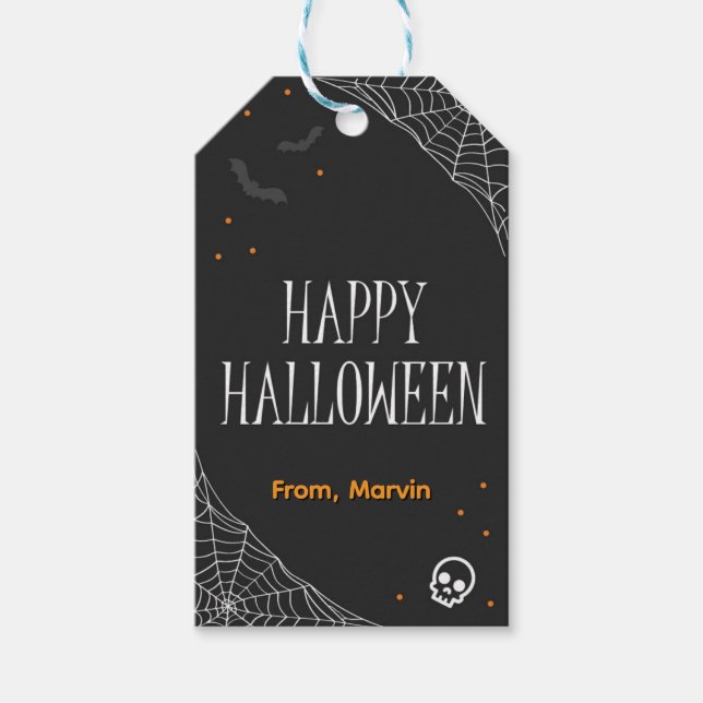 Black Web Halloween Gift Tag (Front)