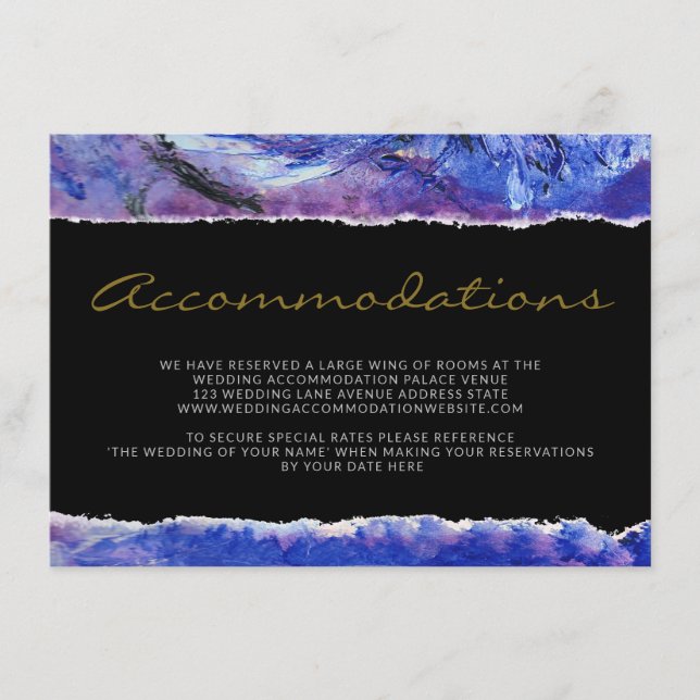Black Wedding Art Accommodations Enclosure Card (Front)