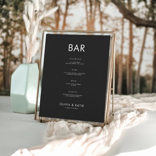 Black Wedding Bar Menu Sign Template (Black Wedding Bar Menu Sign Template)