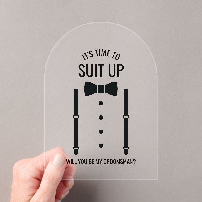 Black Wedding Bow Tie Groomsman Proposal Acrylic Invitations (Insitu (Handheld))