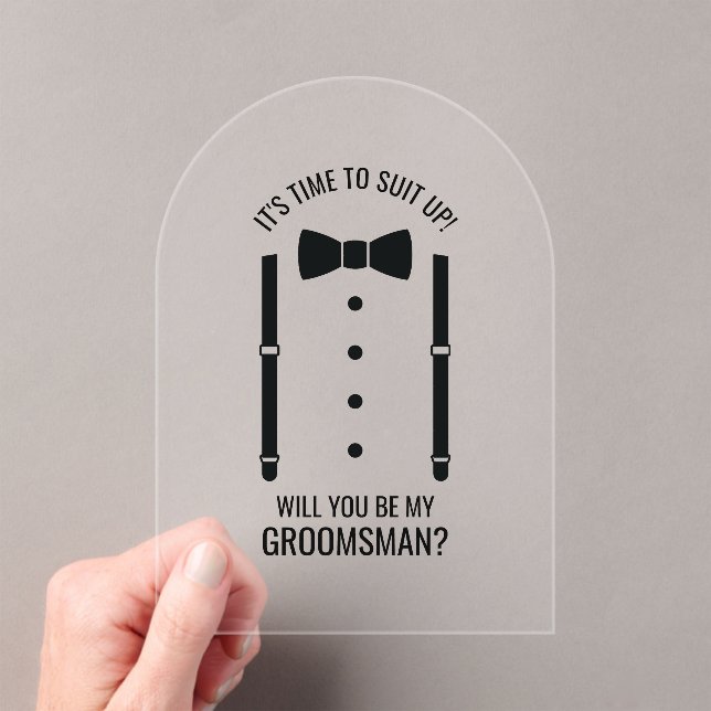 Black Wedding Bow Tie Groomsman Proposal Acrylic Invitations (Insitu (Handheld))