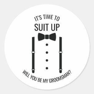 Black Wedding Bow Tie Groomsman Proposal Classic Round Sticker