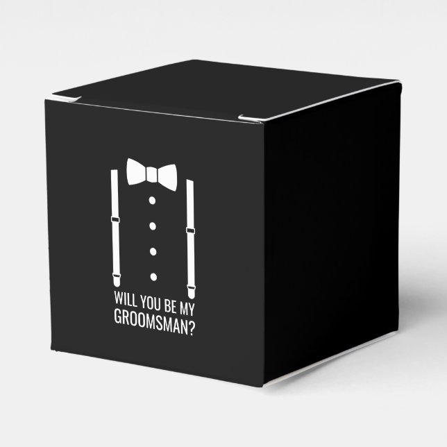 Black Wedding Bow Tie Groomsman Proposal Favour Box (Front Side)