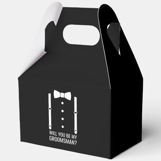 Black Wedding Bow Tie Groomsman Proposal Favour Box (Front)